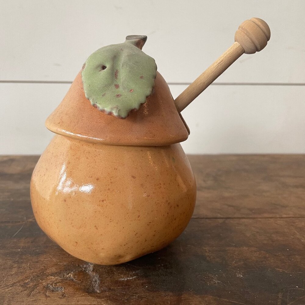 Ceramic Pear Honey Pot
